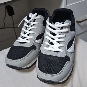 Boy's Grey and Black Athletic Sneakers - Lace-Up Comfort